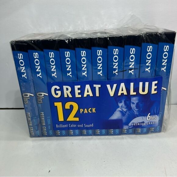 Lot of 10 Sony T-120VL Premium Grade 6 Hr EP Blank VHS VCR Video Tape OPEN PACK - Picture 1 of 5